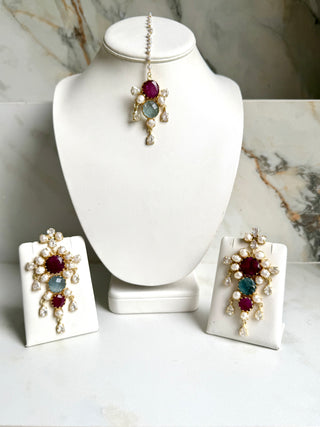 Rani Rosé Ruby Green Floral Tika Set