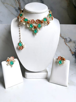 Gulnaar Emerald Garden Choker Set