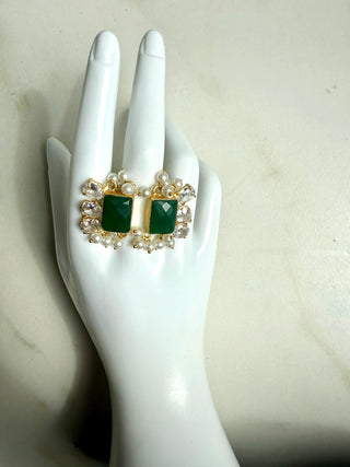 Square Emerald Green Ring