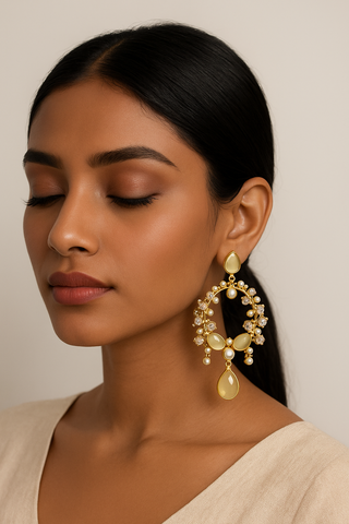 Hallie Grey Crystal Chandbali Earrings
