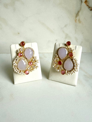 Lilac & Rose Pearl-Detail Statement Earrings