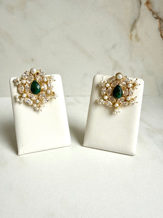 Noor-e-Sabz Emerald Pearl Earrings