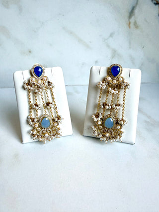 Noor Pearl Cascade Blue Earrings
