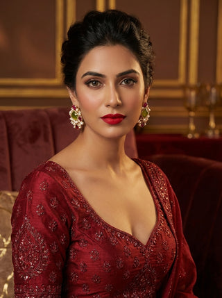 Emerald & Ruby Statement Stud Earrings