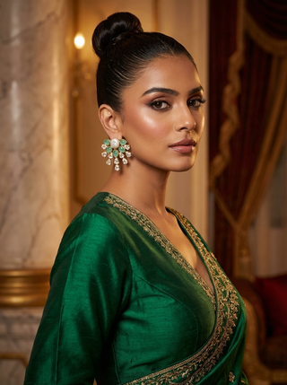 Royal Petal Mint Pearl Drop Earrings