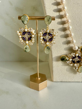 Royal Amethyst & Green Quartz Pearl Jewelry Set
