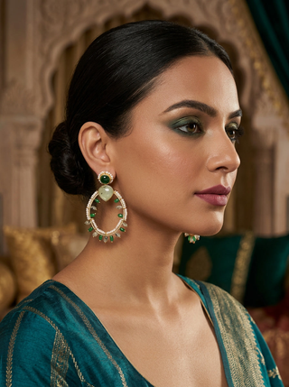 Emerald Bloom Hoop Earrings