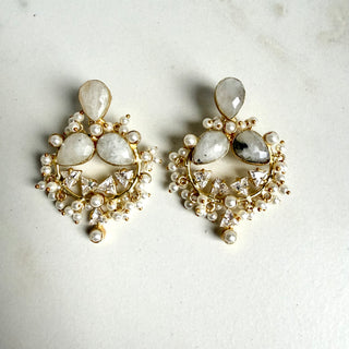 Royal White Cluster Earrings