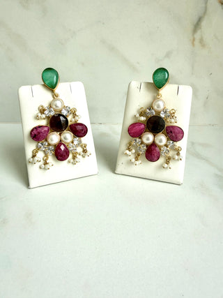 Rajkumari Statement Ruby Earrings