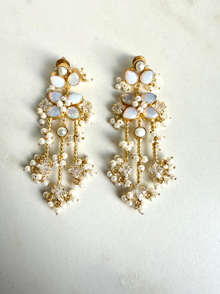 Samah Long Drop Selenite Earrings