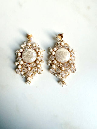 Pearl Crackle Earrings