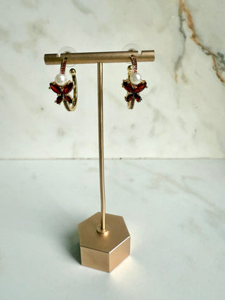 Red Pearl Hoops