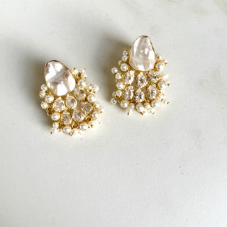 Mother of Pearl & Crystal Cascade Earrings