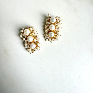 3 Drop Pearl Earrings