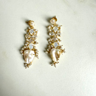 Mother of Pearl & Crystal Cascade Earrings