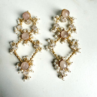 Quartz Long Drop Earrings