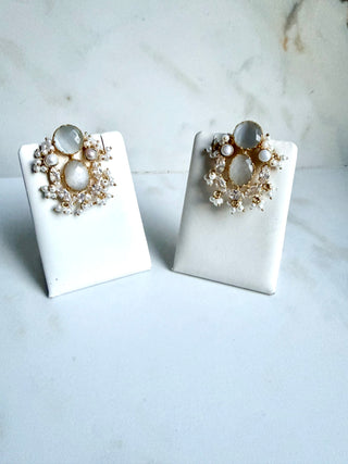 Grey Statement Cluster Earrings