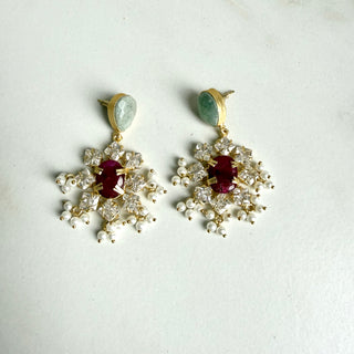 Amzonite & Ruby Crystal Drops