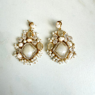 Anjali White Cluster Earrings