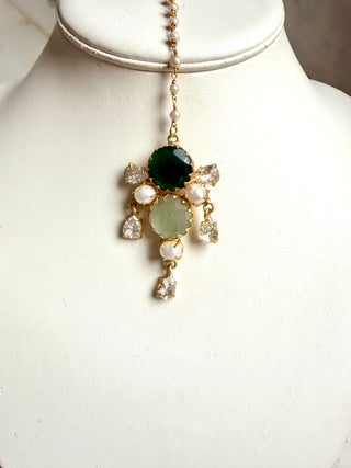 Rani Rosé Emerald Green Floral Tika Set