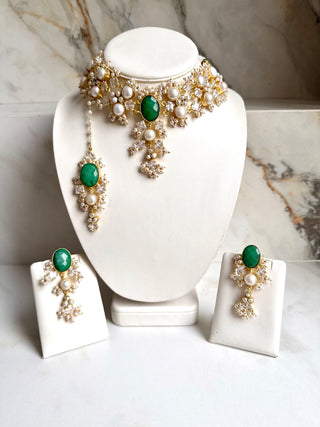 Emerald Royale Pearl Bridal Jewellery Set