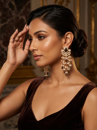 Adaa Brown Pearl Earrings