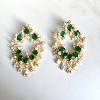 Mahi Emerald Green Crystal Chadelier Earrings