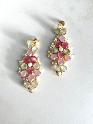 Neela Sitara Pink Long Drop Earrings