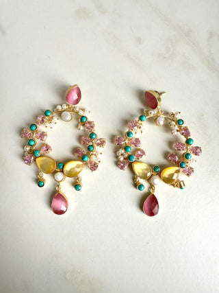 Hallie Pink Crystal Earrings
