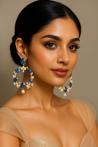 Royal Blue & Turquoise Hoop Earrings