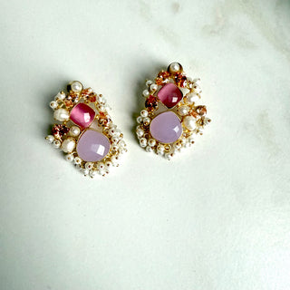 Alara Pink Crystal Gemstone Earrings