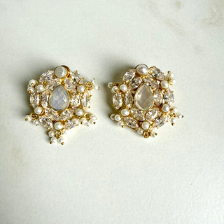 Gul-e-Moti Opalite Quartz Pearl Earrings