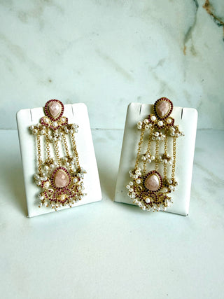 Noor Pearl Cascade Purple Earrings