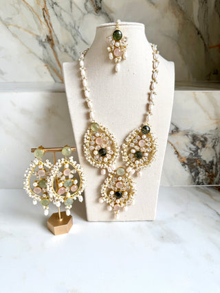 Gulbhaar Prehnite Mala Set