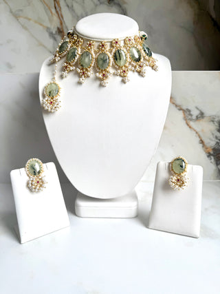 Serene Prehnite Statement Set