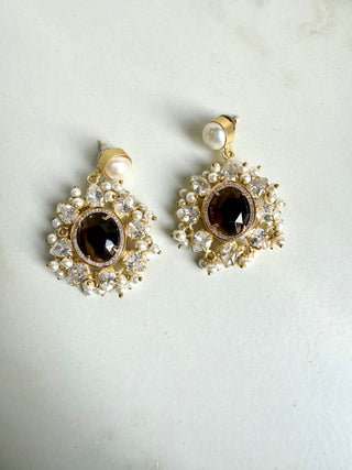 Dark Bronze Crystal Earrings