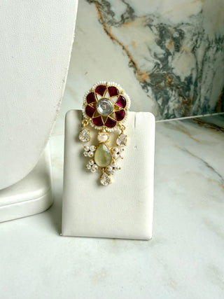 Fuchsia & Prehnite Meher Kundan Set