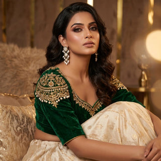 White Gemstone & Pearl Statement Earrings – Gold Plated Chandeliers