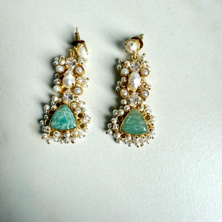 Amzonite Pearl Drop Earrings