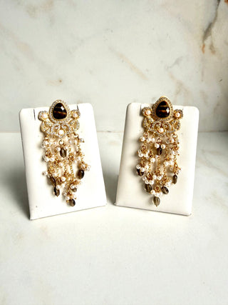 Adaa Brown Pearl Earrings - Meeraa Jewels