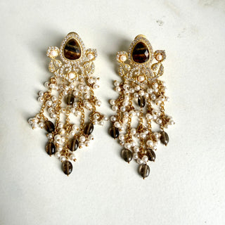 Adaa Brown Pearl Earrings - Meeraa Jewels