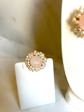 Druzy Pinki Stud And Bracelet Set