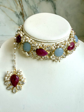 Soft Blue & Ruby Set
