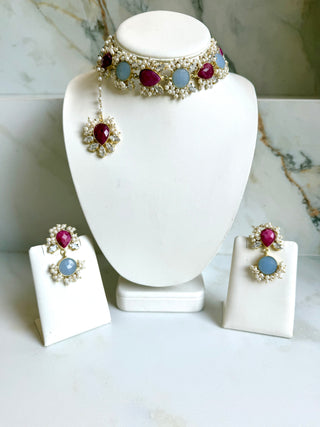 Soft Blue & Ruby Set
