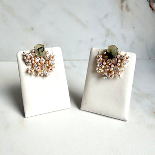 Olive Green Pearl & Crystal Earrings - Meeraa Jewels