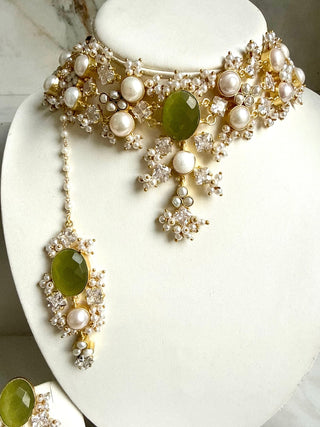 Olive Royale Pearl Bridal Jewellery Set - Meeraa Jewels