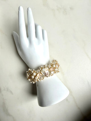 Pearl & Rose Quartz Statement Cuff - Meeraa Jewels