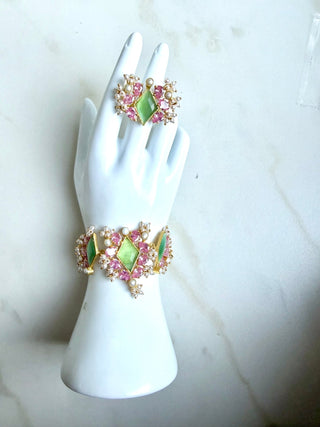 Royale Green Ring & Bracelet Set - Meeraa Jewels
