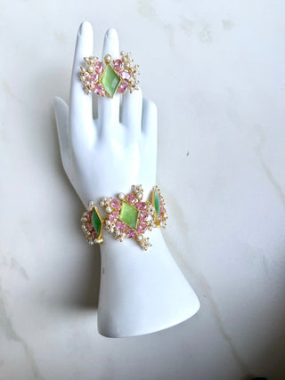 Royale Green Ring & Bracelet Set - Meeraa Jewels