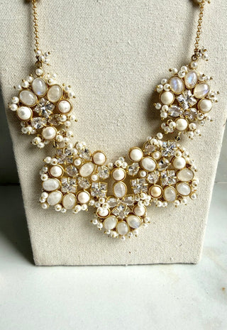 Zahra Moti Pearl & Crystal Indian Mala Set - Meeraa Jewels
